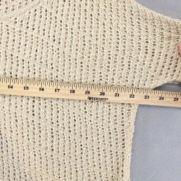 Bebe Beige Open Back Knit Sweater Women's M/L Boxy Crop Short Sleeve Y2K Boho - Picture 5 of 10